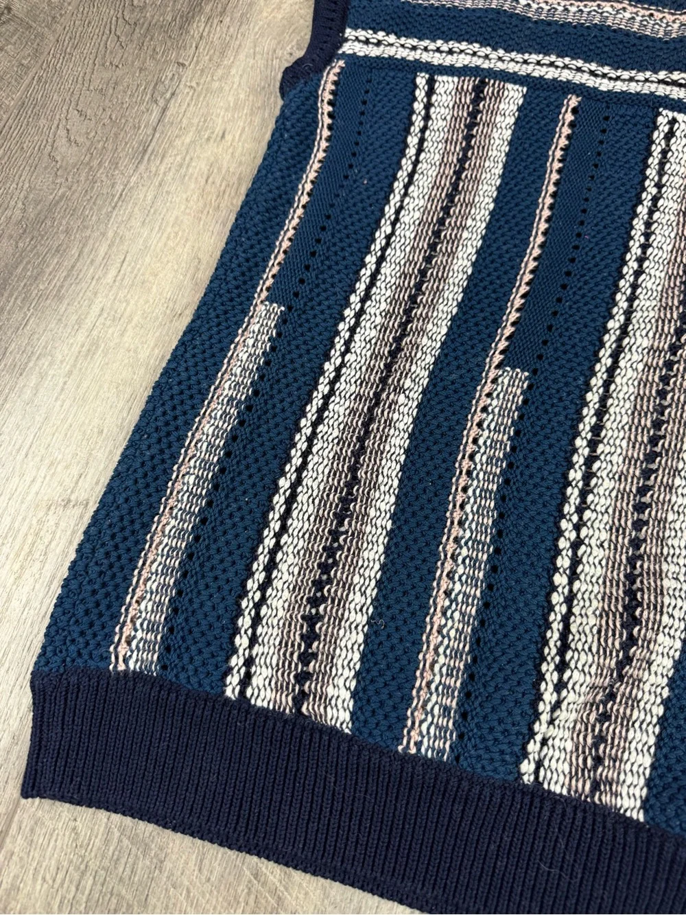 Tory Burch Navy Stripe Knit Sweater